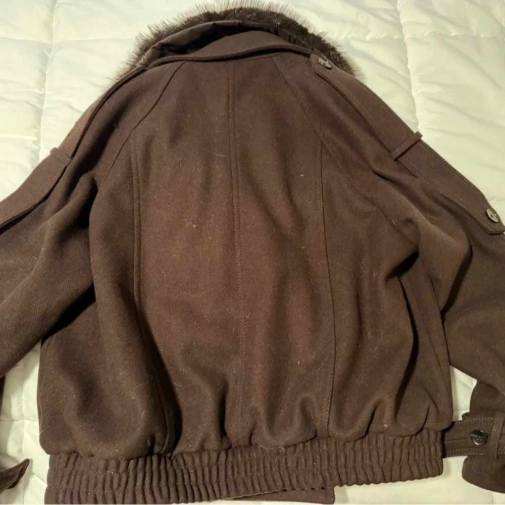 Zara Dark Brown Jacket with Faux Fur Collar - Picture 3 of 5